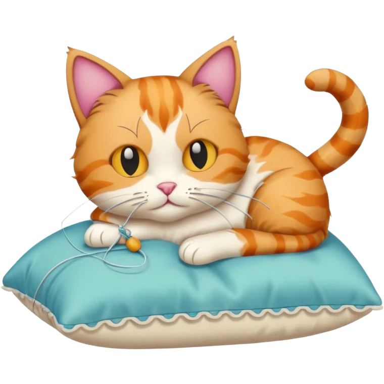 Cat sewing pillow emoji