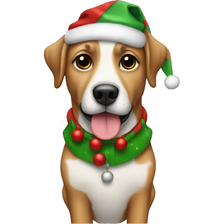 Dog wearing a Christmas outfit  emoji