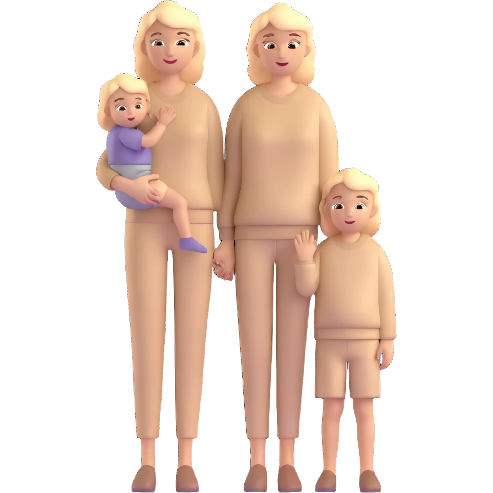 A happy mother with a child in beige clothes emoji