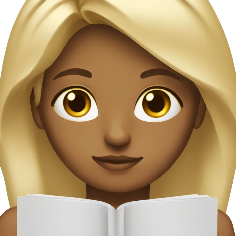 Blonde girl brown eyes studying emoji
