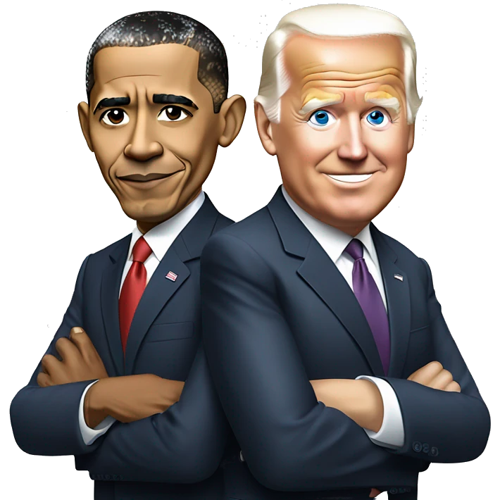 Barack Obama with Joe Biden and Donald Trump emoji