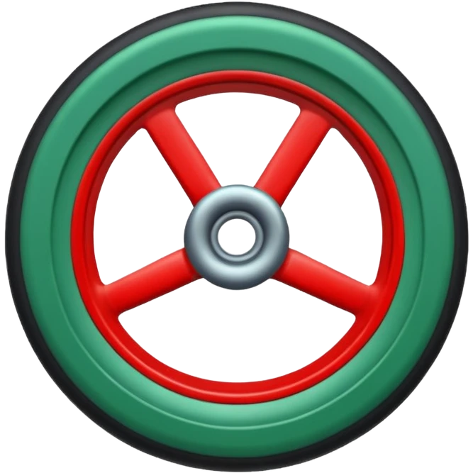 Bleu et vert avec une roue rouge au milieu emoji