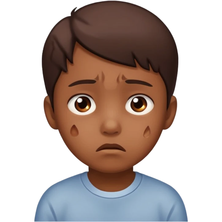 kid with brown clear skin sad hurt emoji