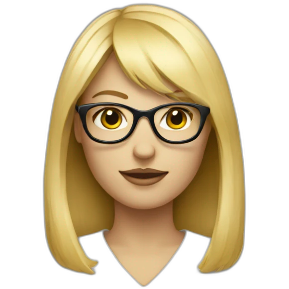 femme blonde avec frange à lunette emoji