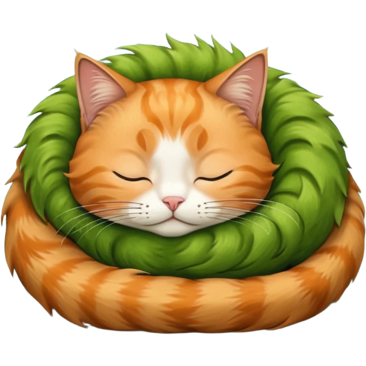 Curled Sleeping Cat green emoji