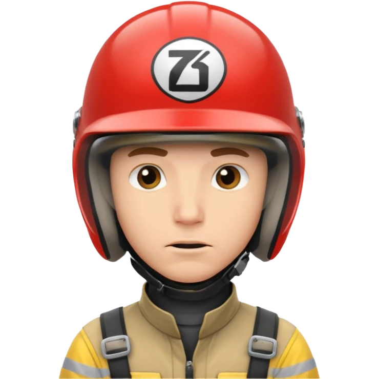 white male racer in helmet, crazy look, taking risks emoji
