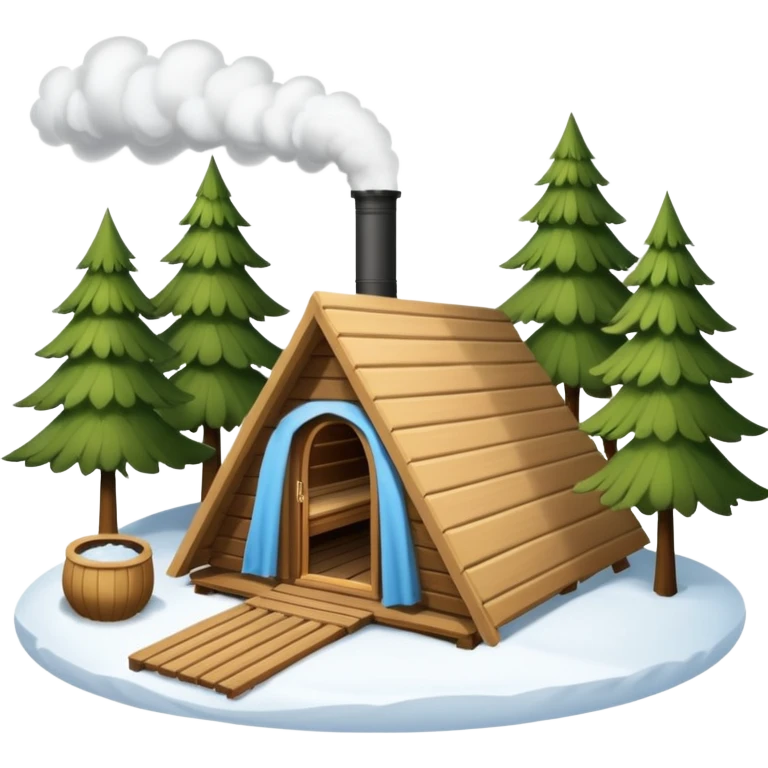 la tent that is a sauna and its smoke out the pipe try one with snow and trees around also
ag den mer som en rundt firkant og sort, også kan det stå SAUNA på emoji