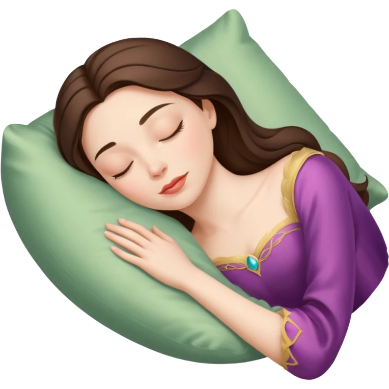 sleeping beauty brunette white girl with a silk pillow emoji