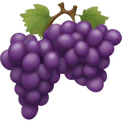 In the style of an emoji, there a single bunch of purple grapes in which each of the individual grapes are best friends with each other. They are looking at each other smiling, laughing and having fun emoji