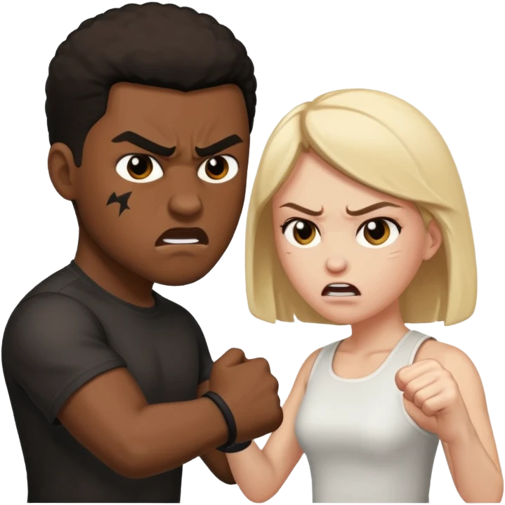 black male white female fighting emoji