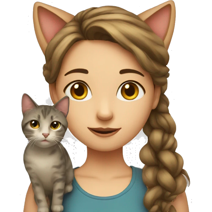 Girl and cat  emoji