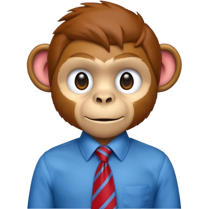 red monkey with blue shirt,brown tie emoji