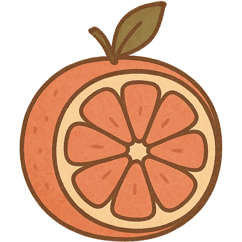 flat icon of a pink grapefruit sliced in half, minimal and clean design, using only 3-4 colors emoji