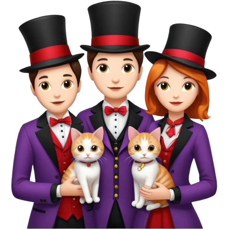 magician couple and their pet cat emoji