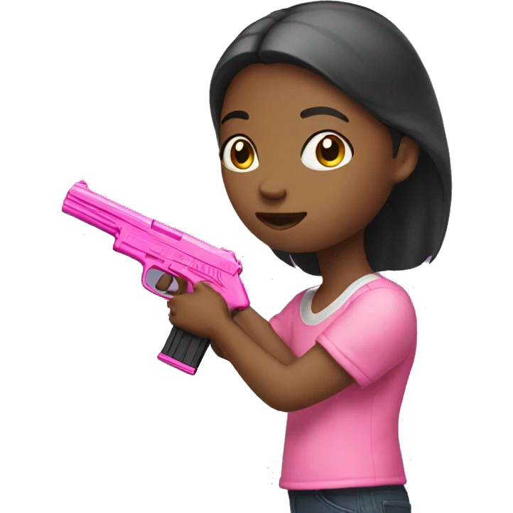 Girl holding pink gun emoji
