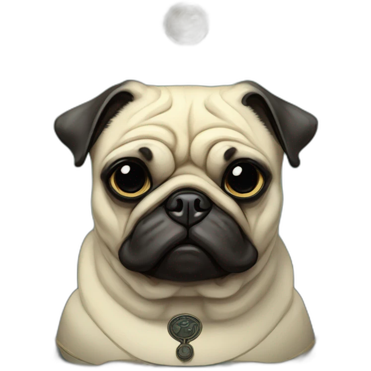 A cyberpunk pug in Art Nouveau style during 1910 emoji