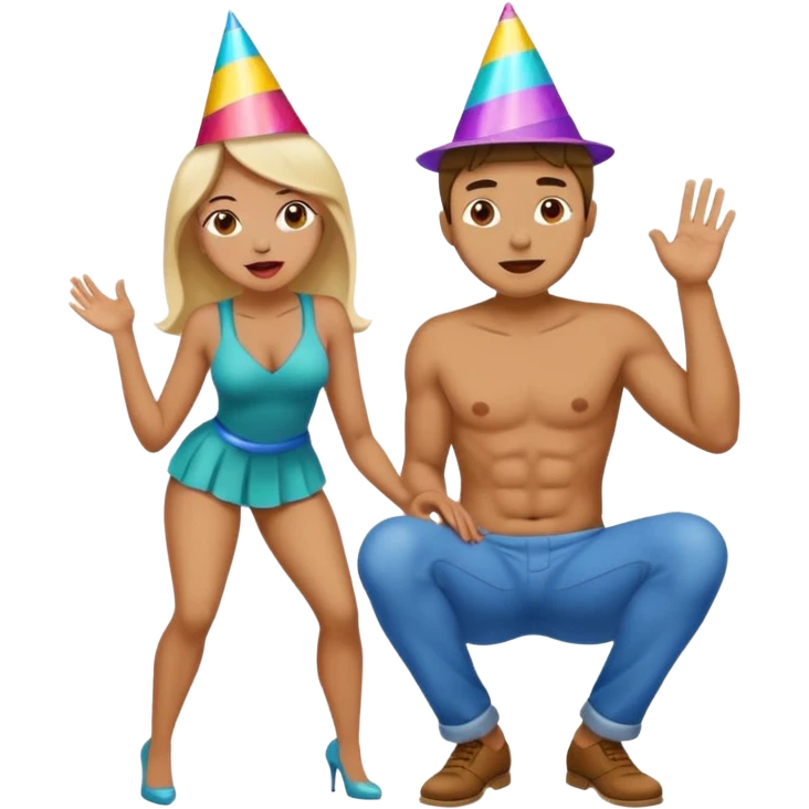 full body of a man on his hands and knees in front of a woman while she stands behind him with her tongue out emoji