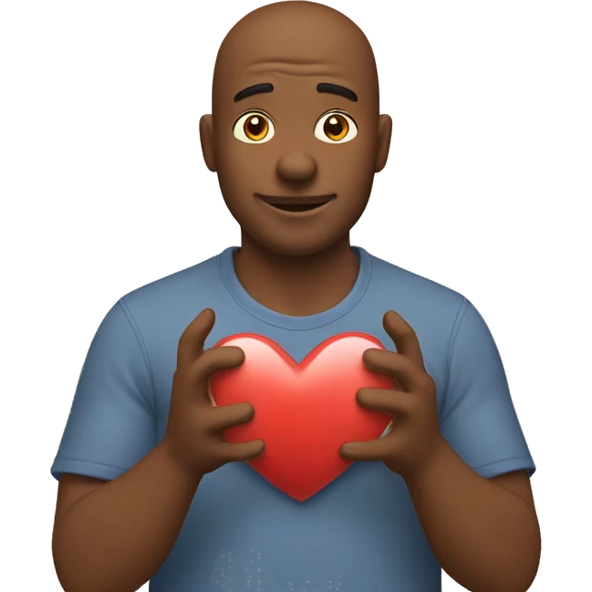 Dad holds his heart in his hand emoji