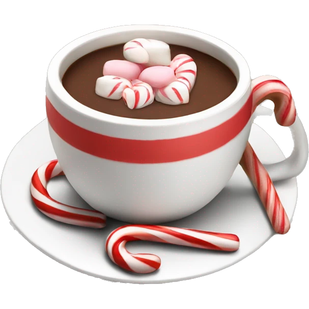 Cup of hot chocolate with candy cane in it emoji