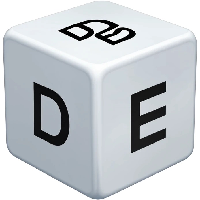 create a dice with der die das written on each visible side emoji
