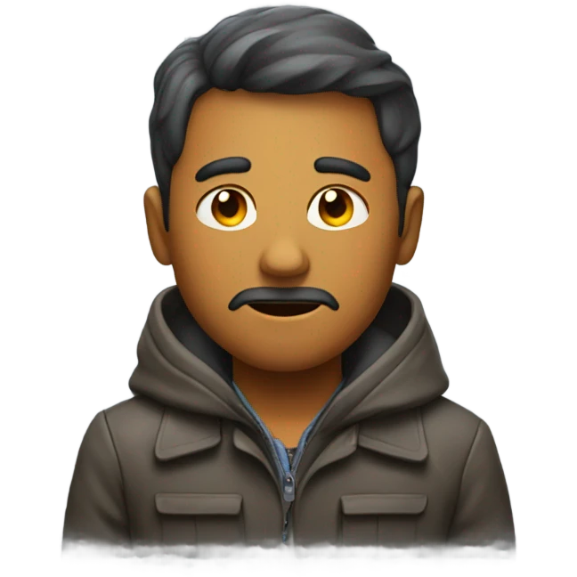 man sweating in his coat emoji