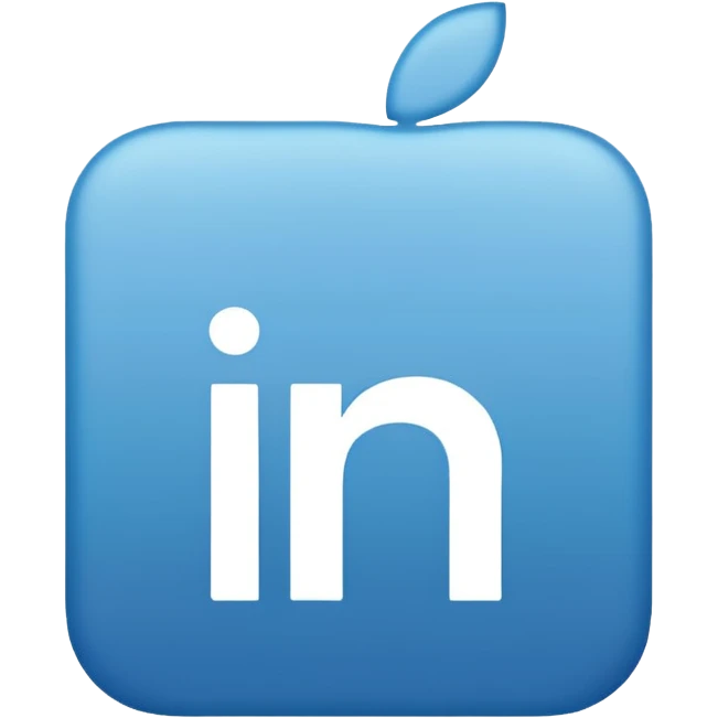 LinkedIn logo, blue background, white 'in' letters, minimal and clear, Apple emoji style emoji