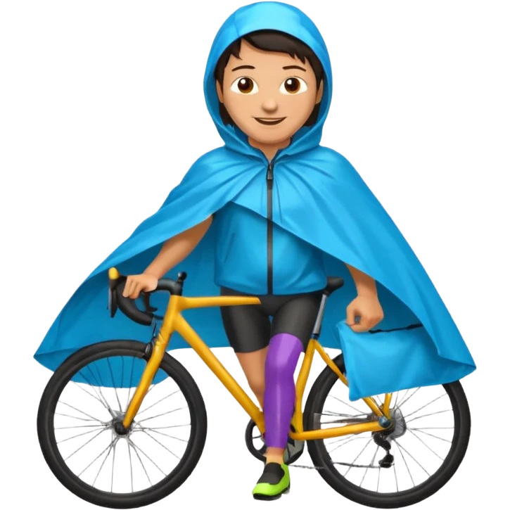 Cyclist with rain poncho emoji
