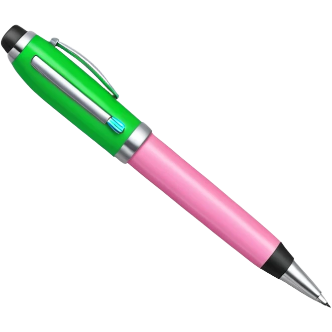 chunky pink and green pen emoji