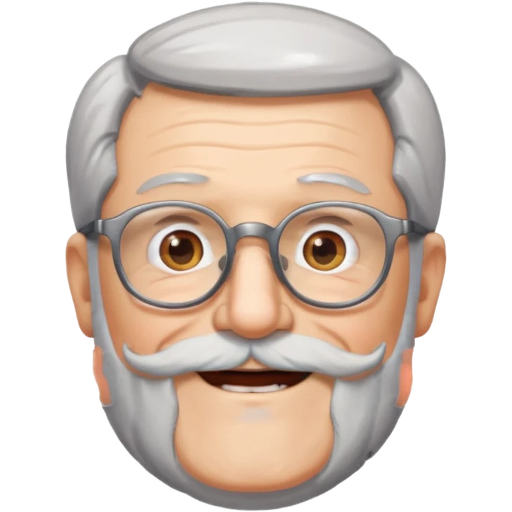 happy granddad with grey hair and beard and glasses emoji