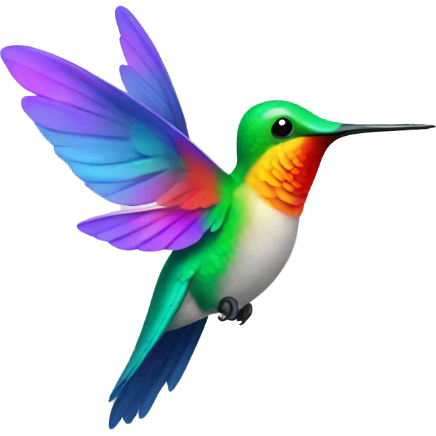 Colorful Humming bird fluttering wings emoji