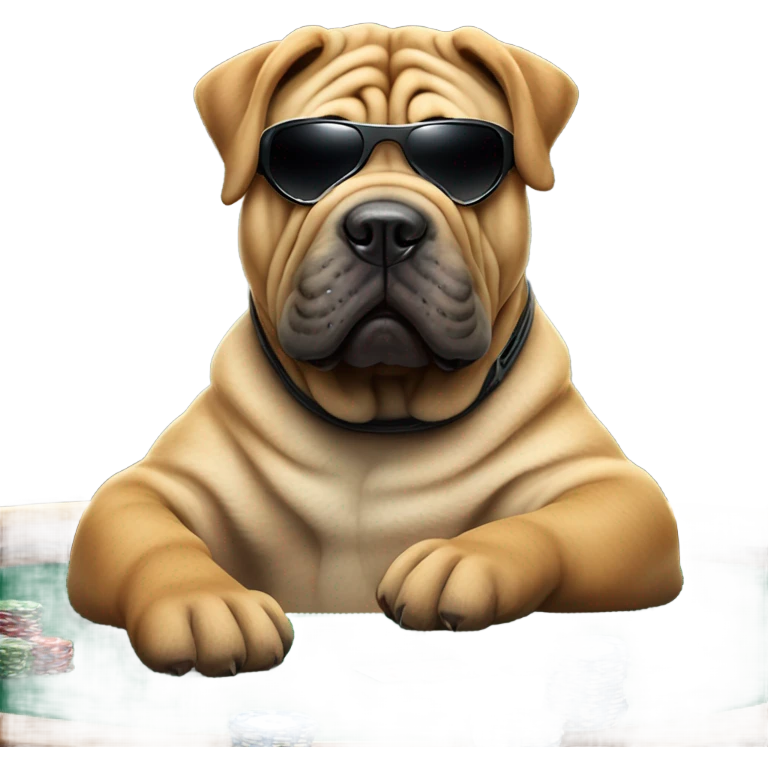 Shar pei playing poker emoji