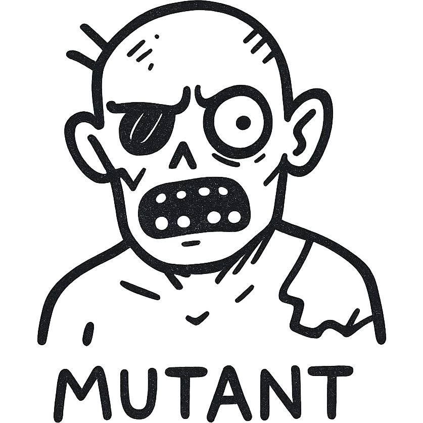 mutant, hand-drawn black outline style emoji