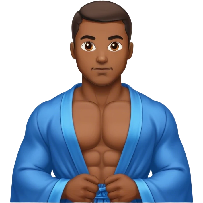 muscular man body silk blue robe model emoji