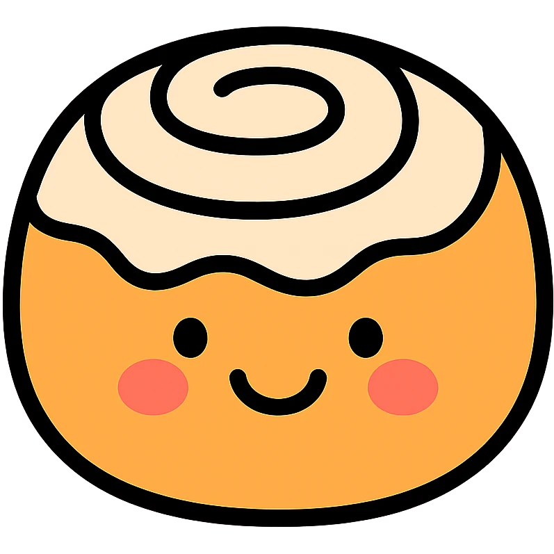 a cheerful bun, cheerful bun icon with color outlines emoji