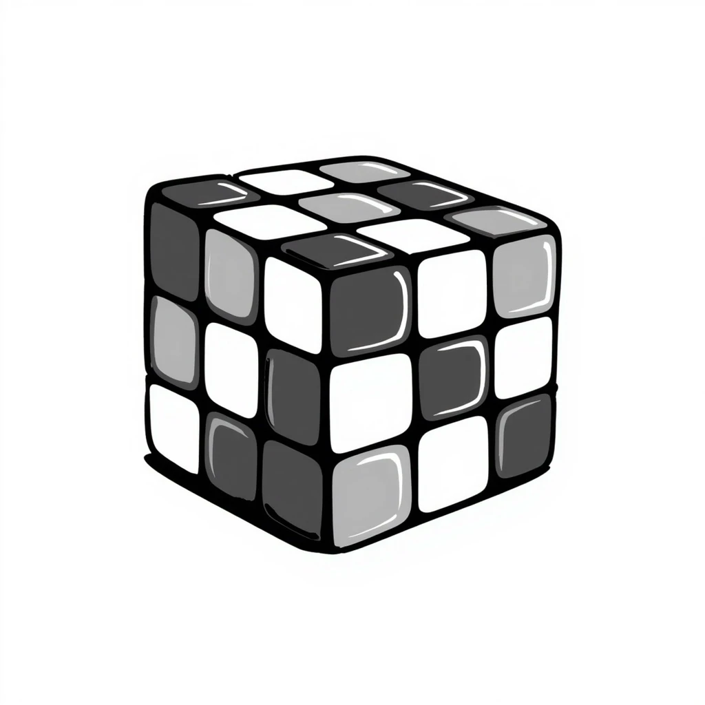 a Rubik's cube, hand-drawn doodle style, playful lines emoji