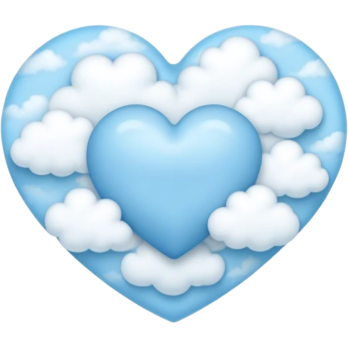 Light blue heart surrounded by clouds emoji