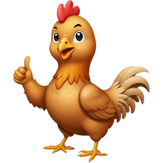 Surfing chicken with his hand doing Shaka  emoji
