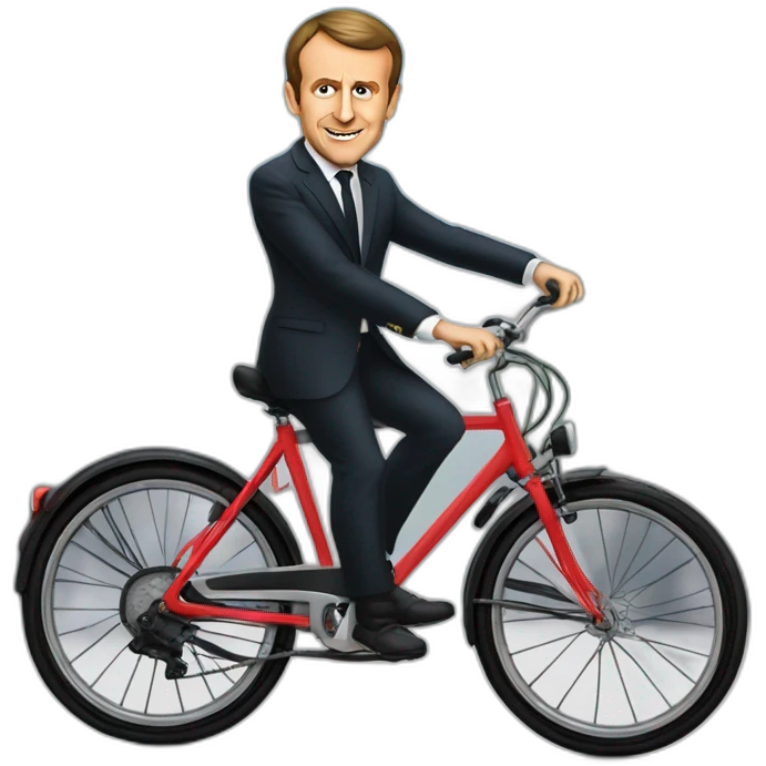 Emmanuel macron sur un vélo emoji