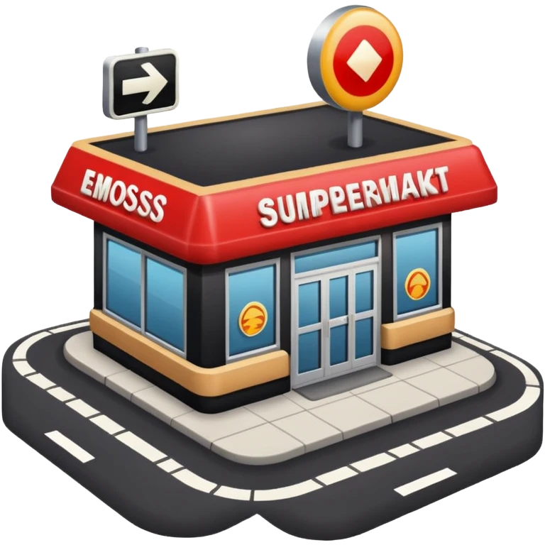 a supermarket at a crossroads emoji