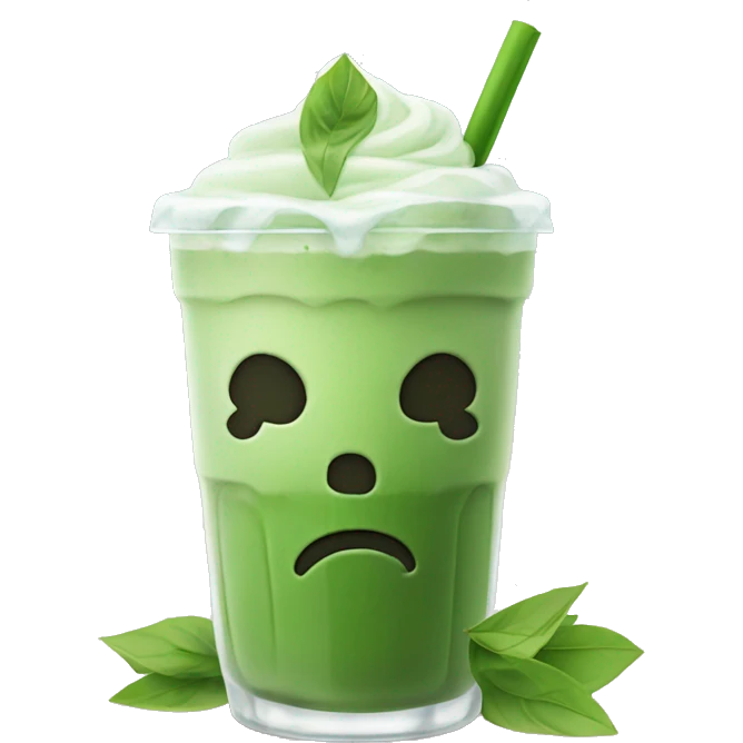 Iced matcha latte with ice cubes no face  emoji