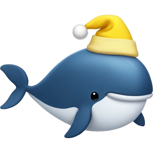 whale with a yellow christmas hat emoji