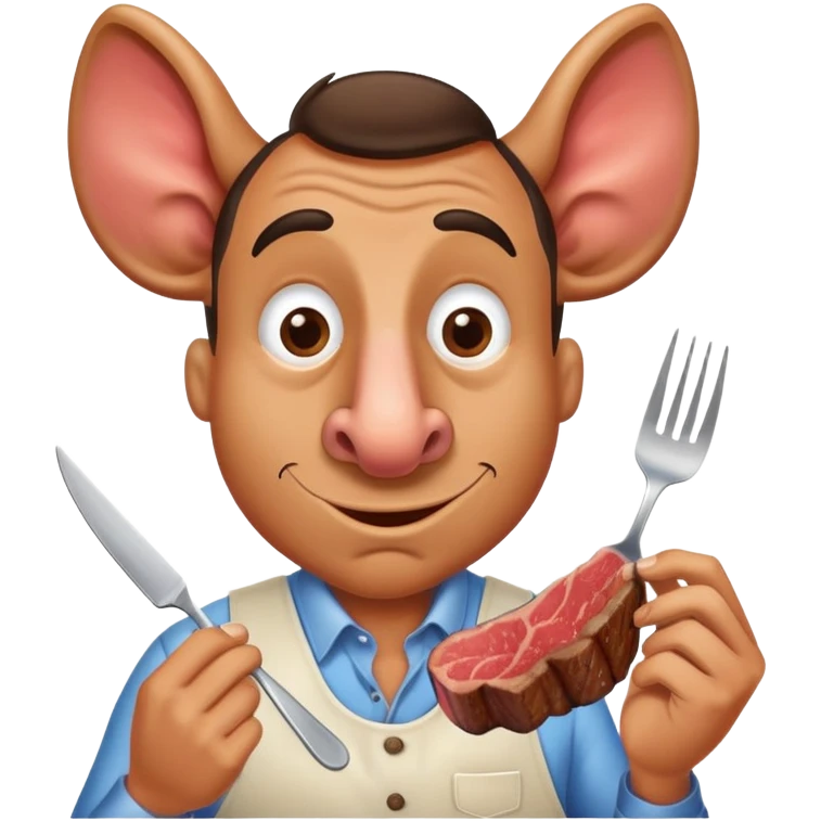 Man with big nose eating steak emoji