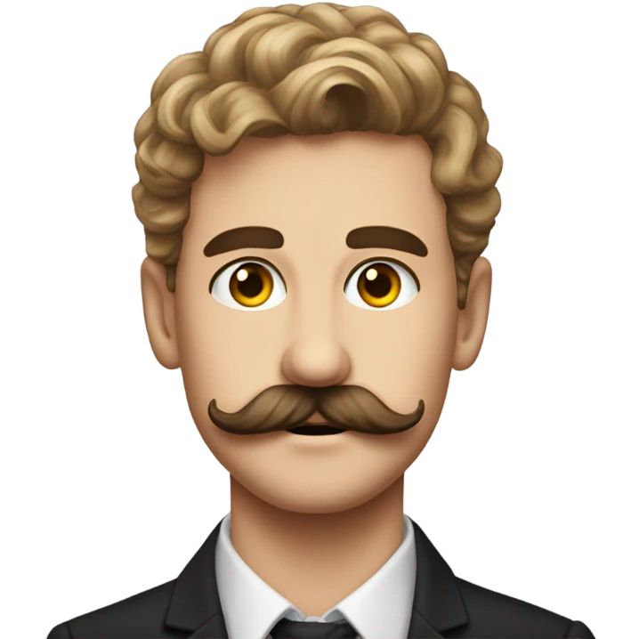 handsome mustached boy portrait with Charlie Chapman mustache  emoji