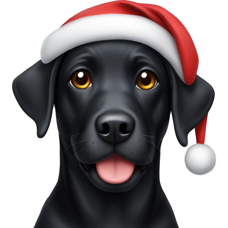 Black lab wearing Christmas hat emoji