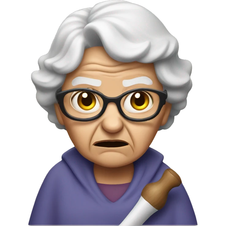 Angry old lady with bat in her hand emoji