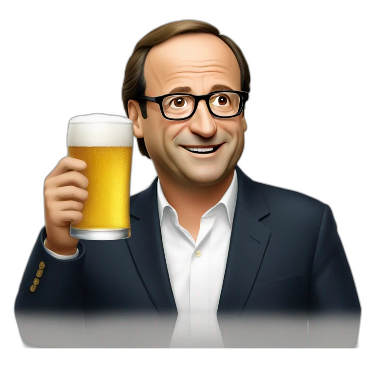 François Hollande drinking a beer emoji