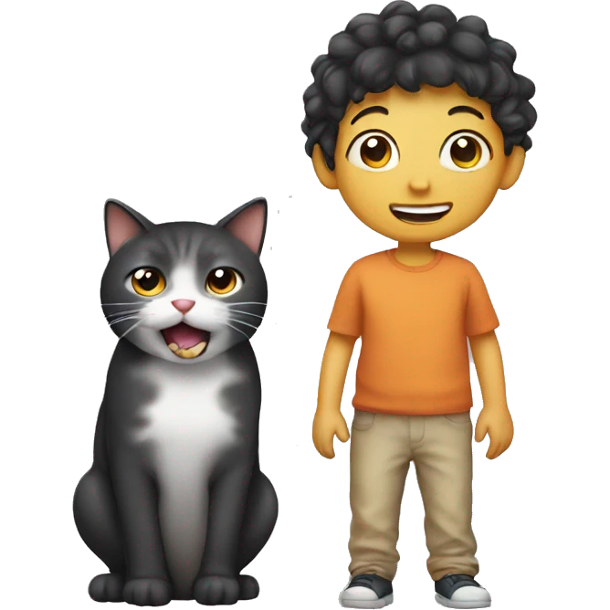 Child with cat and farting emoji