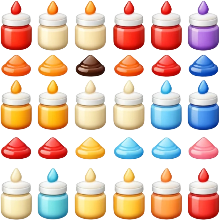 Japanese brand creams arranged with horizontal variation and vertical consistency. emoji