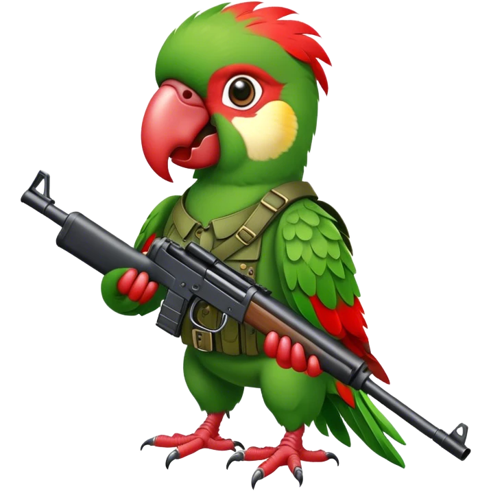 Parrot in the military with a rifle emoji