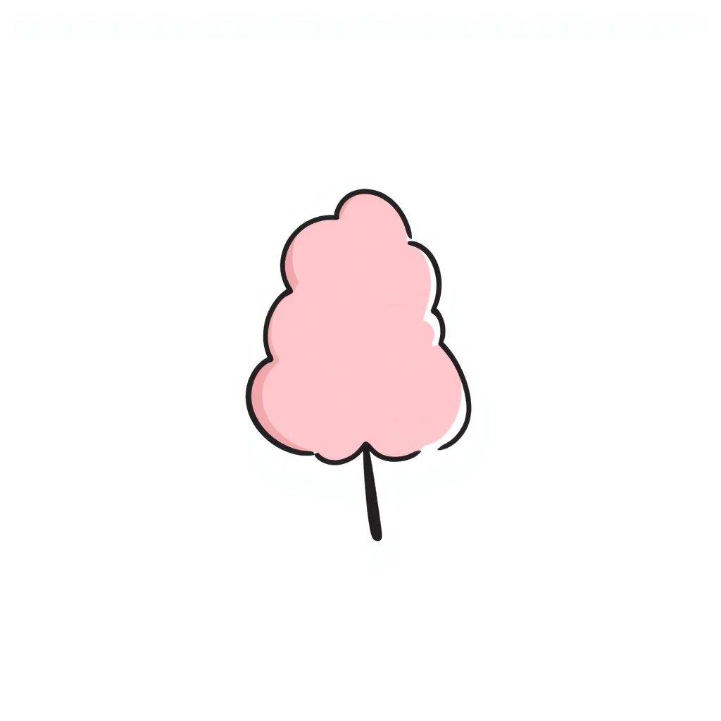 cotton candy in pastel pink, fluffy and smooth, not stringy or messy emoji